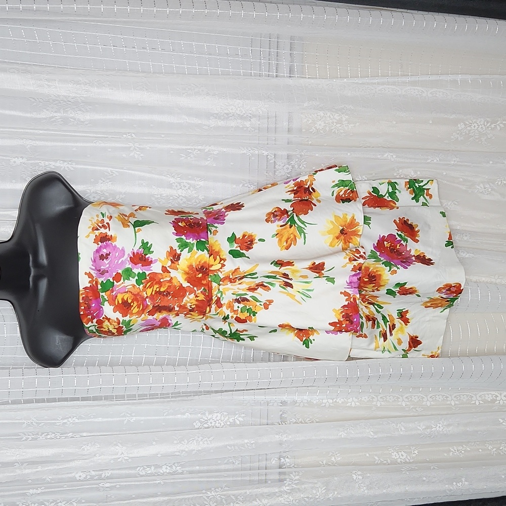 Betsey Johnson Floral Peplum Strapless Dress  Size 14